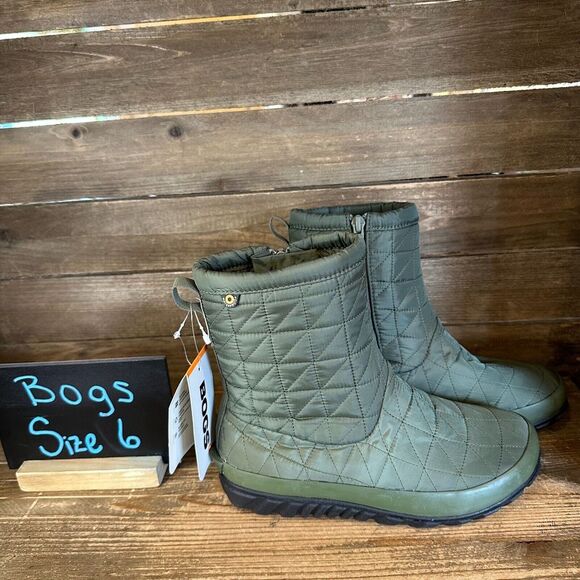 New Womens Bogs Snowday II Olive Green Snow Insulated Winter Boots Size 6 M‎ - Picture 1 of 6